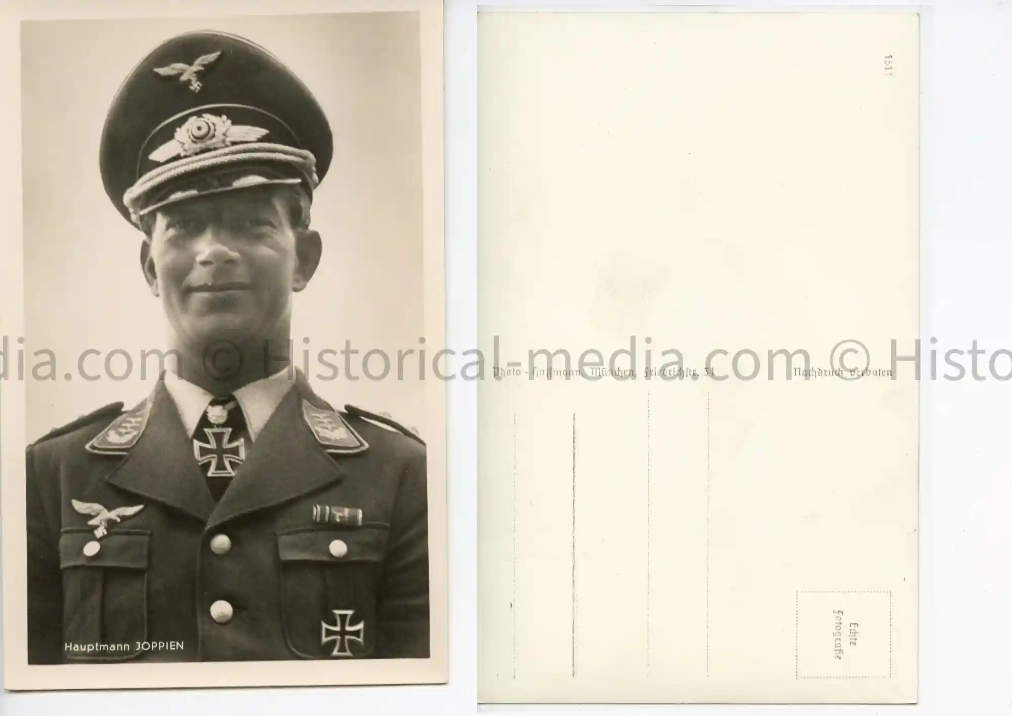 KNIGHTS CROSS WINNER PORTRAIT PHOTO POSTCARD - HERMANN-FRIEDRICH JOPPIEN