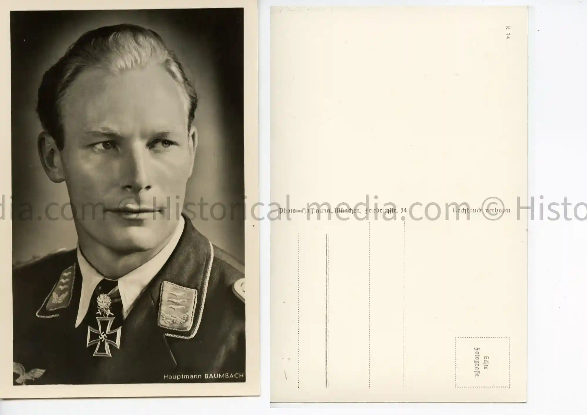 KNIGHTS CROSS WINNER PORTRAIT PHOTO POSTCARD - BAUMBACH