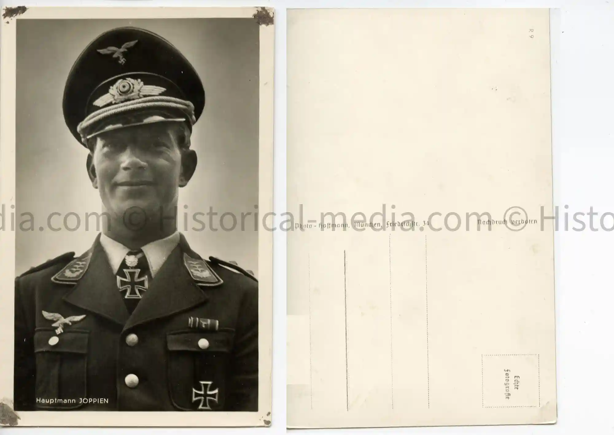 KNIGHTS CROSS WINNER PORTRAIT PHOTO POSTCARD - HERMANN-FRIEDRICH JOPPIEN - 2