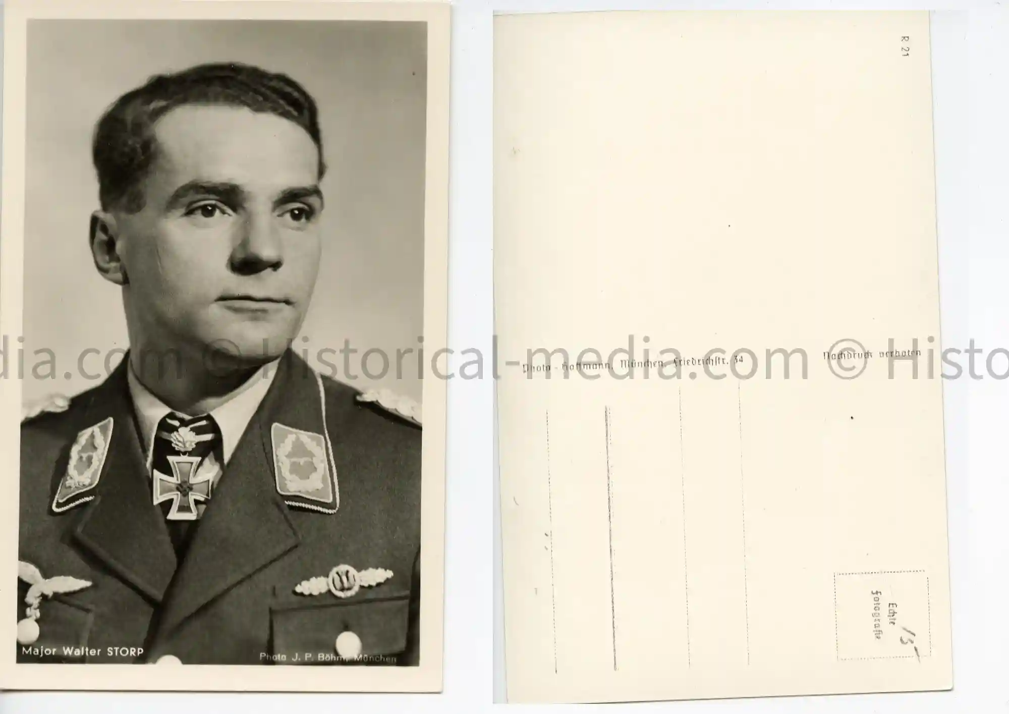 KNIGHTS CROSS WINNER PORTRAIT PHOTO POSTCARD - WALTER STORP KNIGHTS CROSS WINNER PORTRAIT PHOTO POSTCARD - WALTER STORP