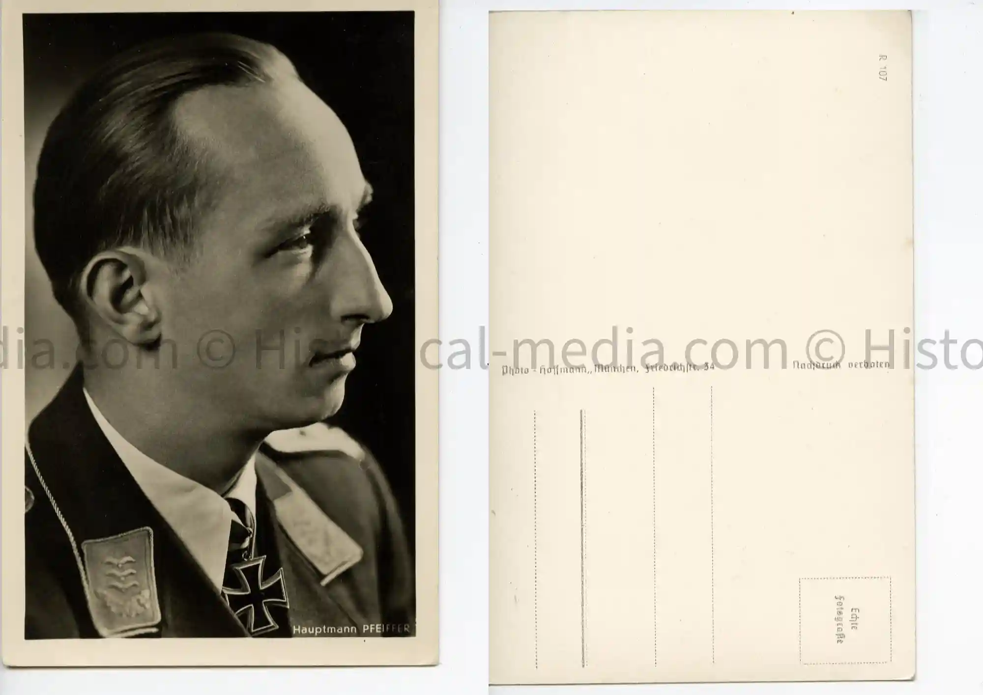 KNIGHTS CROSS WINNER PORTRAIT PHOTO POSTCARD - PFEIFFER