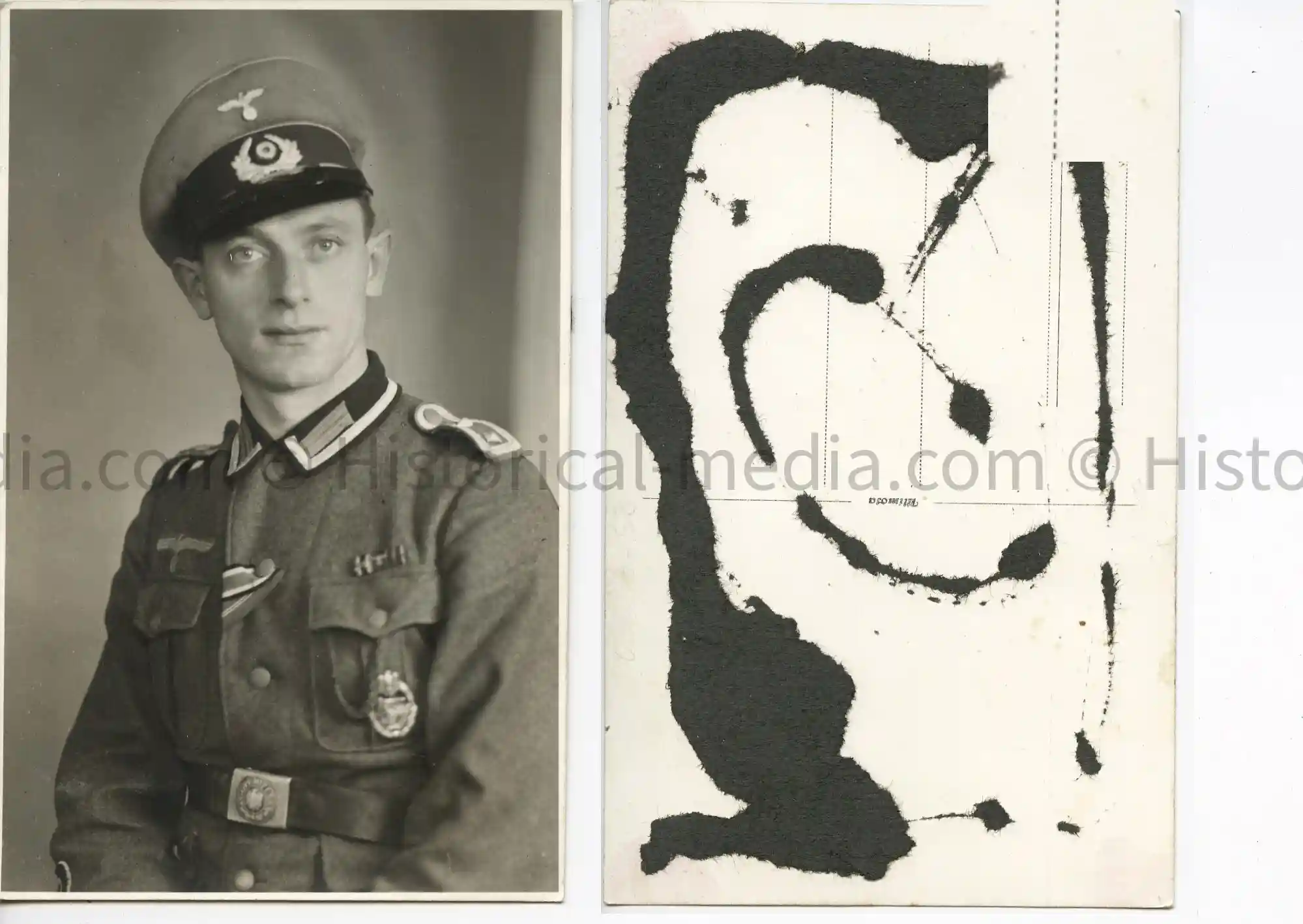 ARMY STUDIO PORTRAIT PHOTO - PANZER BADGE IN WEAR