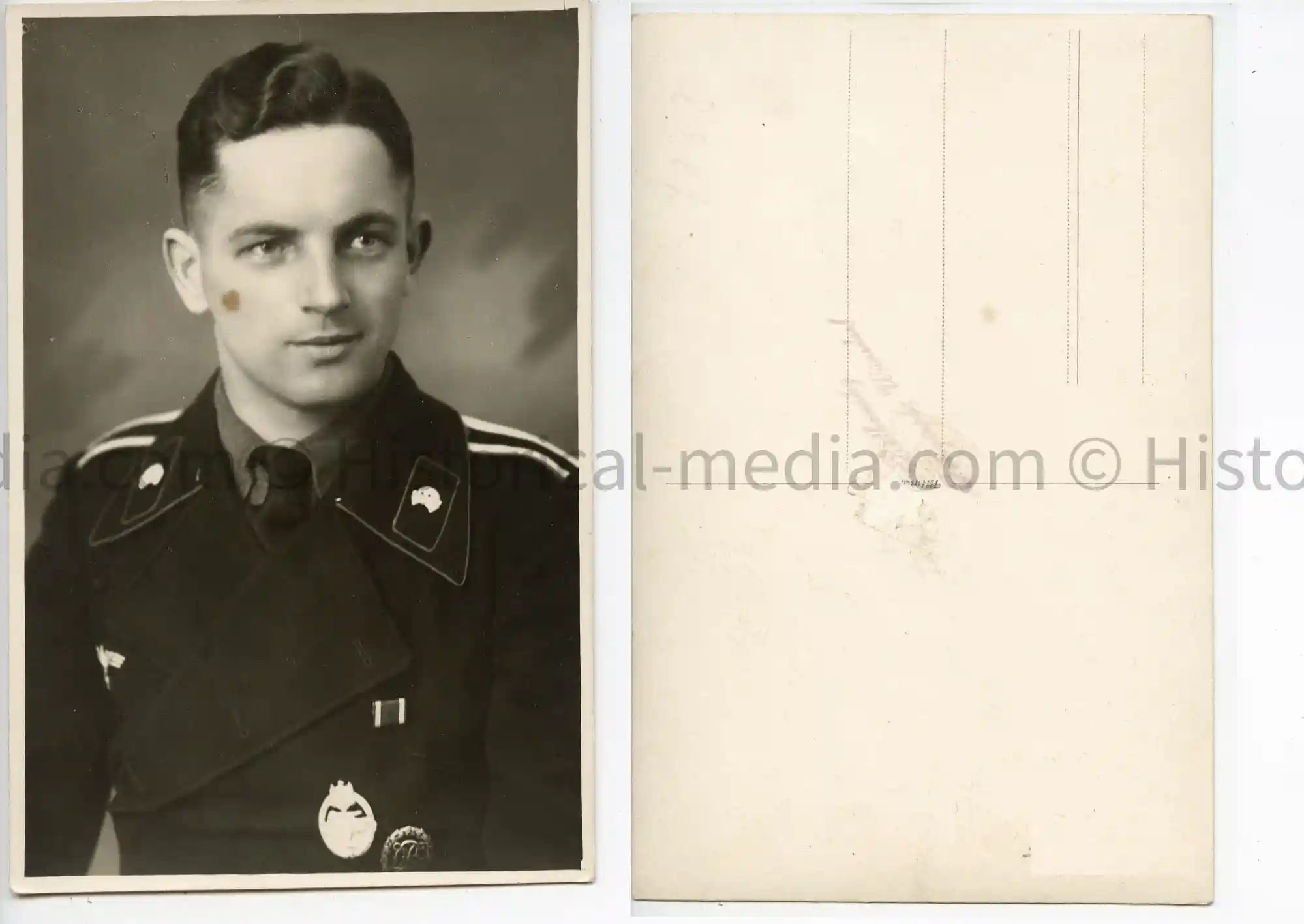 PANZER STUDIO PORTRAIT PHOTO - SILVER PANZER BADGE - BLACK TUNIC PANZER STUDIO PORTRAIT PHOTO - SILVER PANZER BADGE - BLACK TUNIC