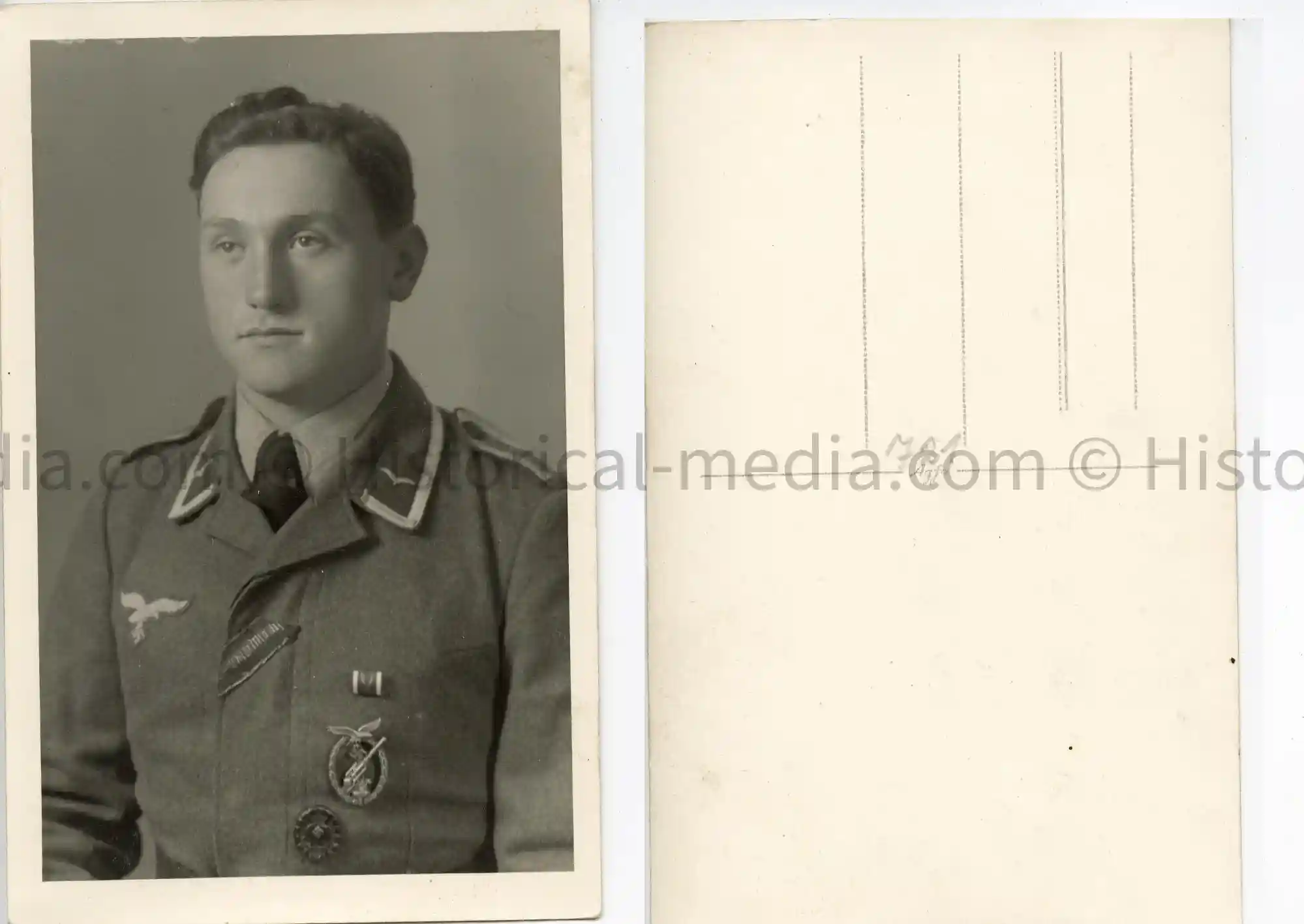 LUFTWAFFE PORTRAIT PHOTO - FLAK BADGE
