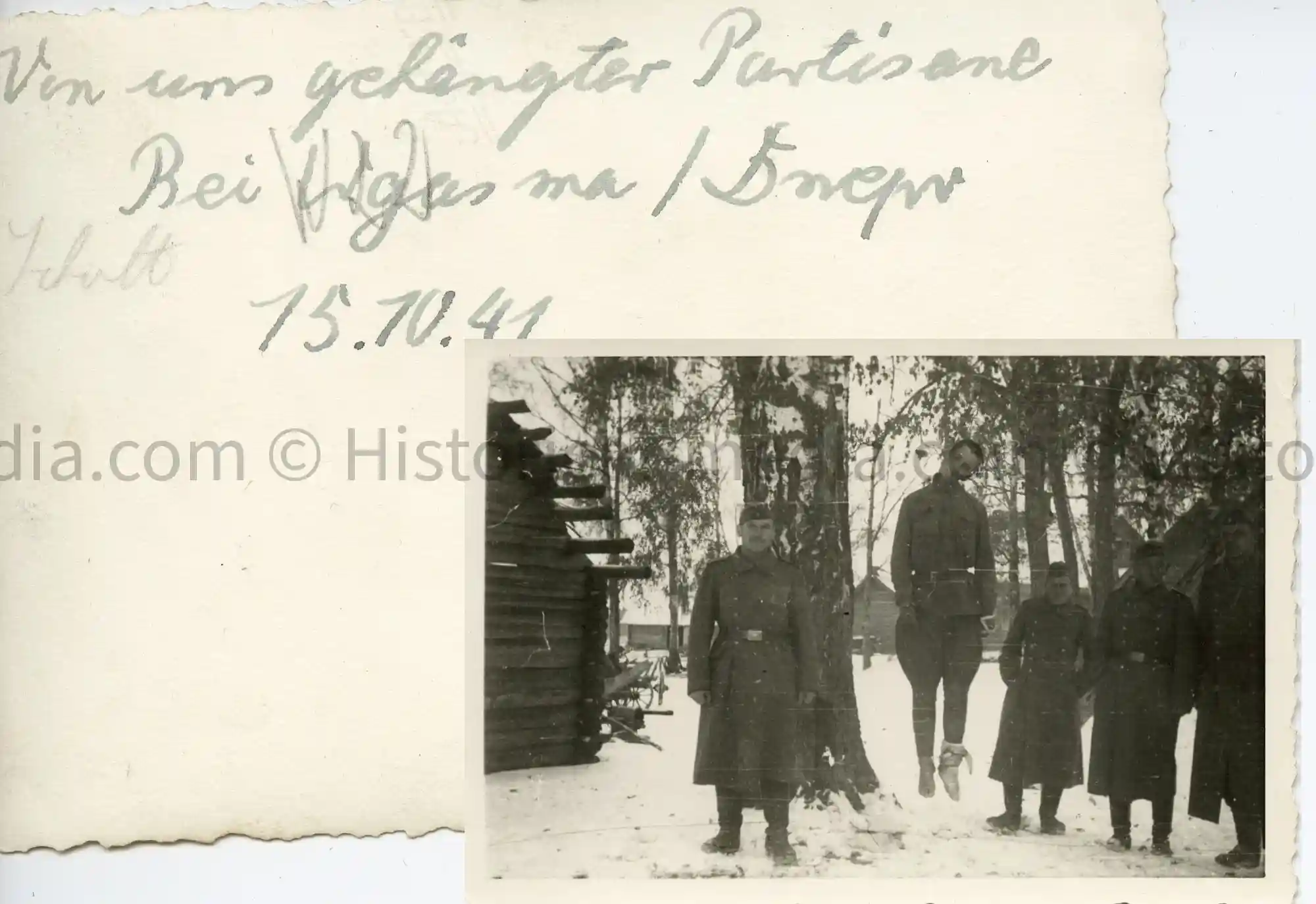 HANGED RUSSIAN PARTISAN W/ GERMAN SOLDIERS POSING