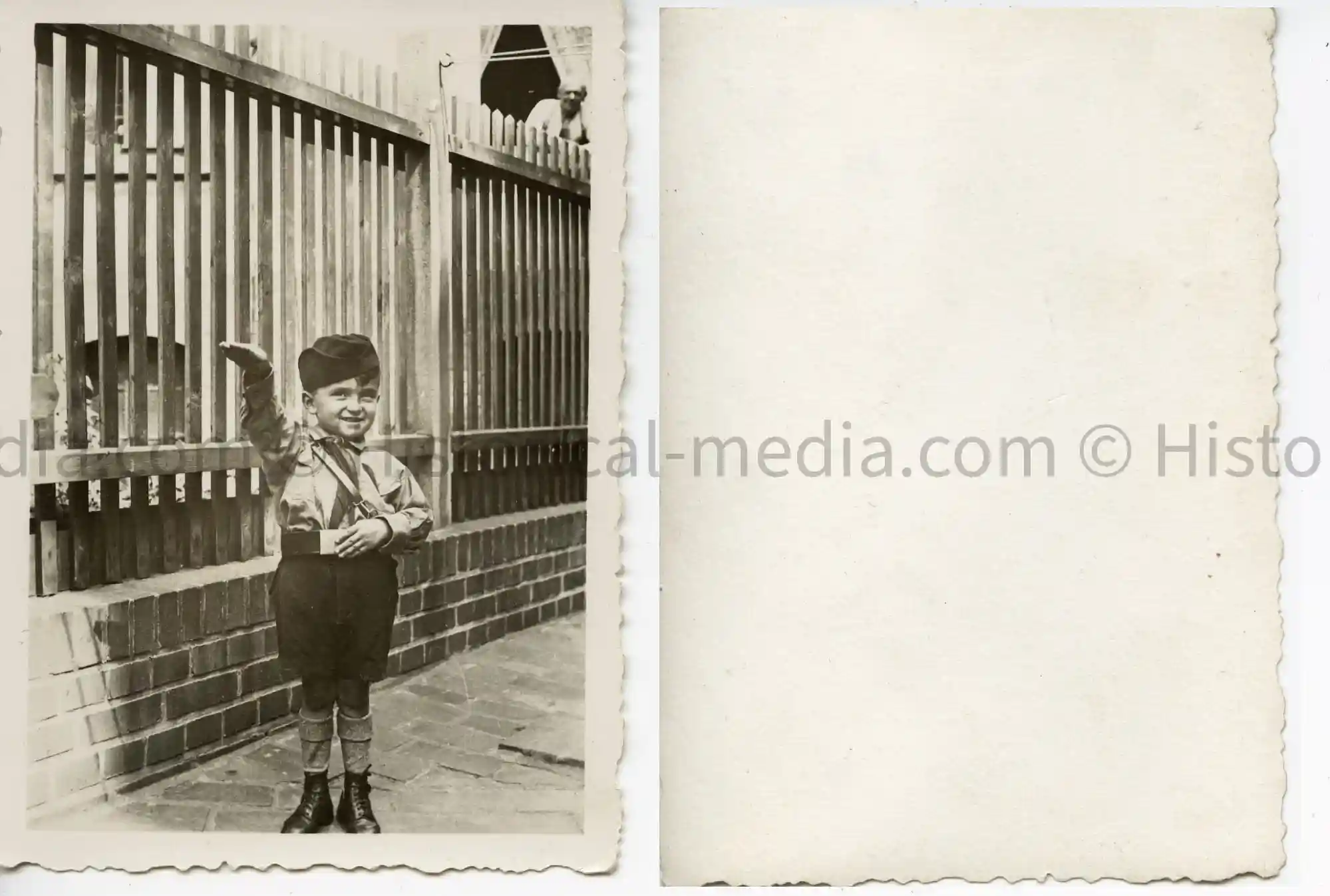 WWII GERMAN PHOTO SMALL BOY PERFORMS HITLER SALUTE IN UNIFORM WWII GERMAN PHOTO SMALL BOY PERFORMS HITLER SALUTE IN UNIFORM