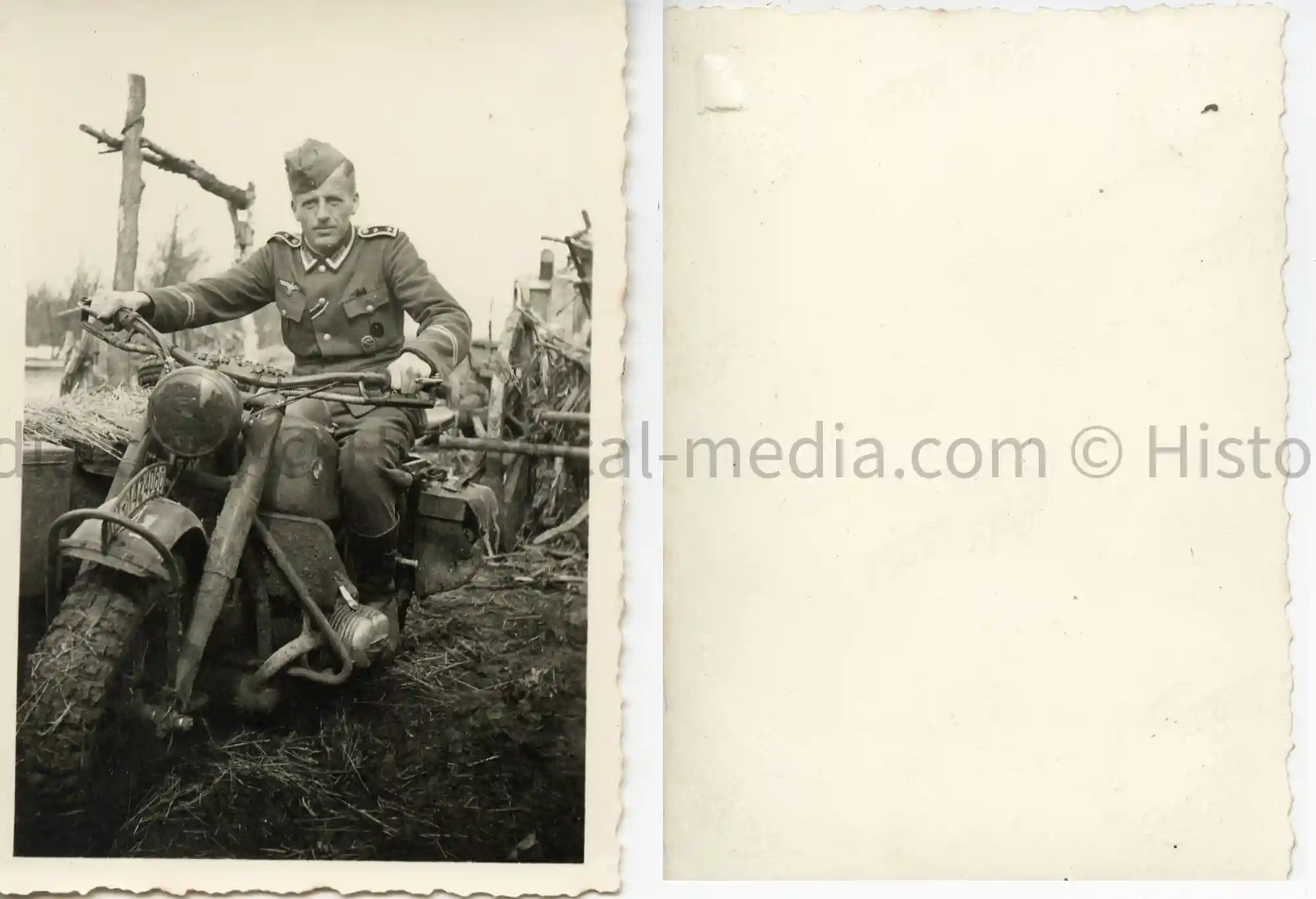 WWII PHOTO OF GERMAN SOLDIER ON MOTORCYCLE IN MUD IN RUSSIA WWII PHOTO OF GERMAN SOLDIER ON MOTORCYCLE IN MUD IN RUSSIA