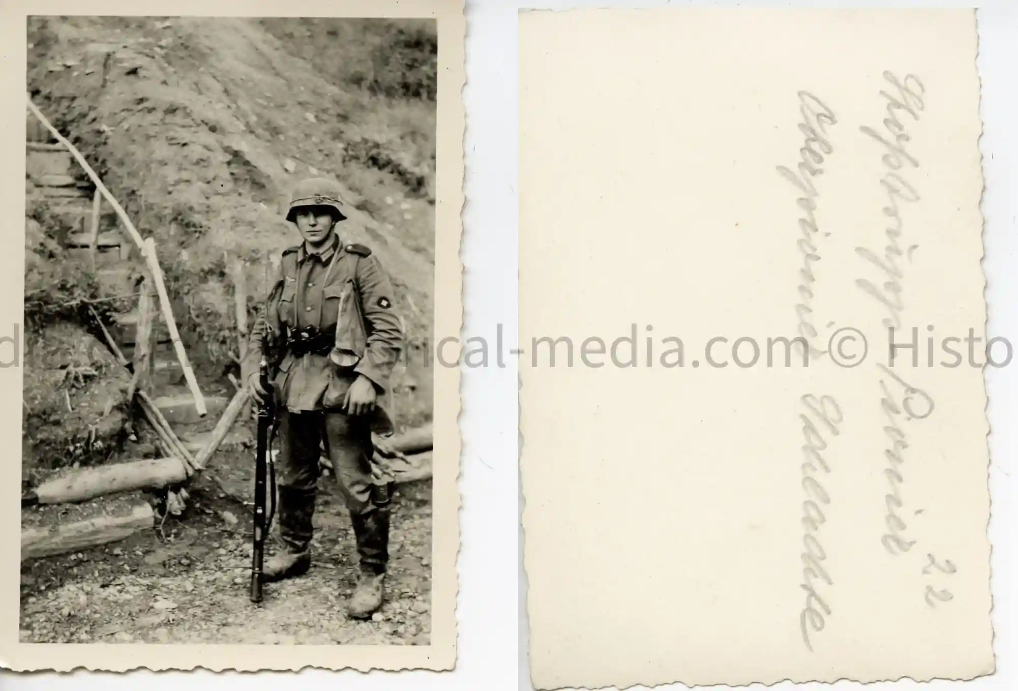 WWII PHOTO OF A GERMAN SOLDIER IN FULL COMBAT KIT IN THE FIELD