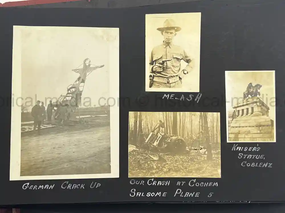 US WWI AVIATION PHOTOGRAPHER PHOTO ALBUM + AIRCRAFT FABRIC