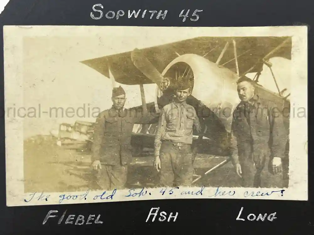 US WWI AVIATION PHOTOGRAPHER PHOTO ALBUM + AIRCRAFT FABRIC