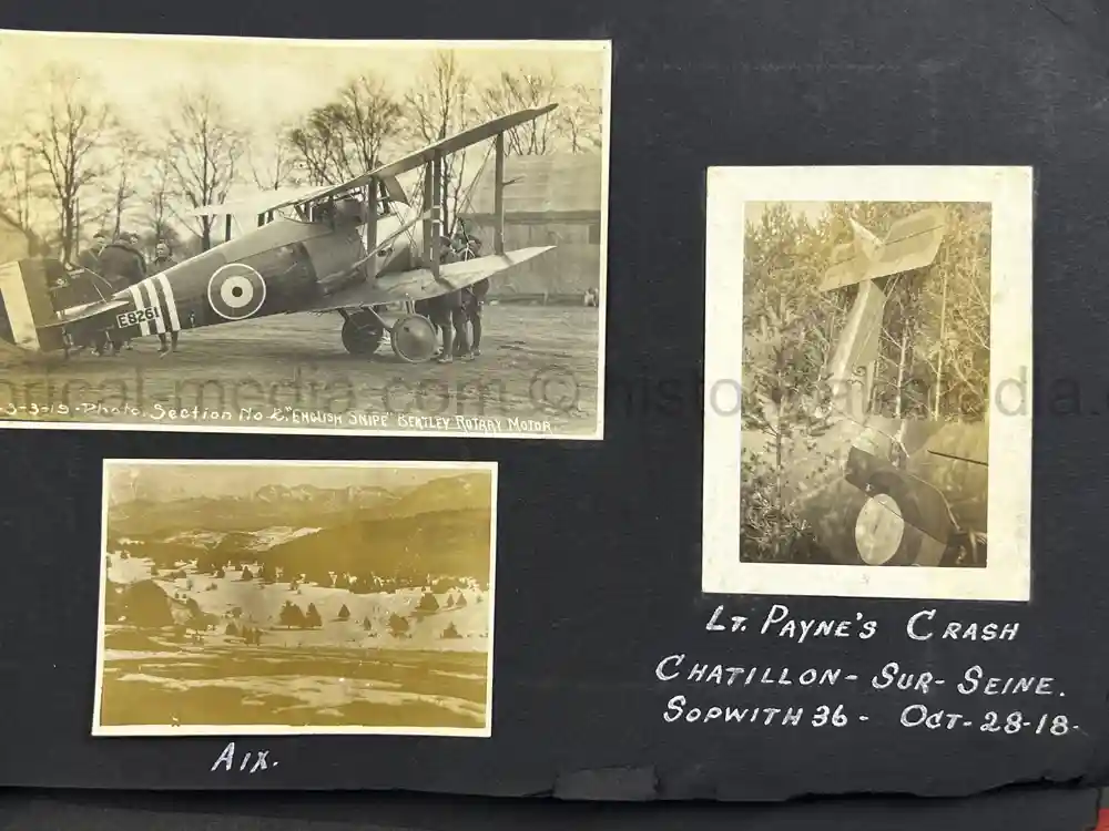 US WWI AVIATION PHOTOGRAPHER PHOTO ALBUM + AIRCRAFT FABRIC