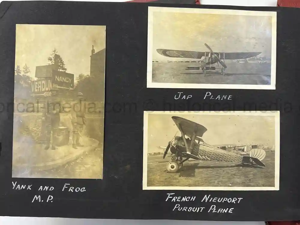 US WWI AVIATION PHOTOGRAPHER PHOTO ALBUM + AIRCRAFT FABRIC
