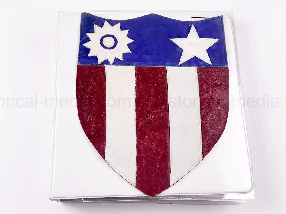 WWII US CBI OFFICER PHOTO ALBUM + LARGE LEATHER CBI JACKET PATCH - GOOD GURHA PHOTOS - BENGAL AIR DEPOT