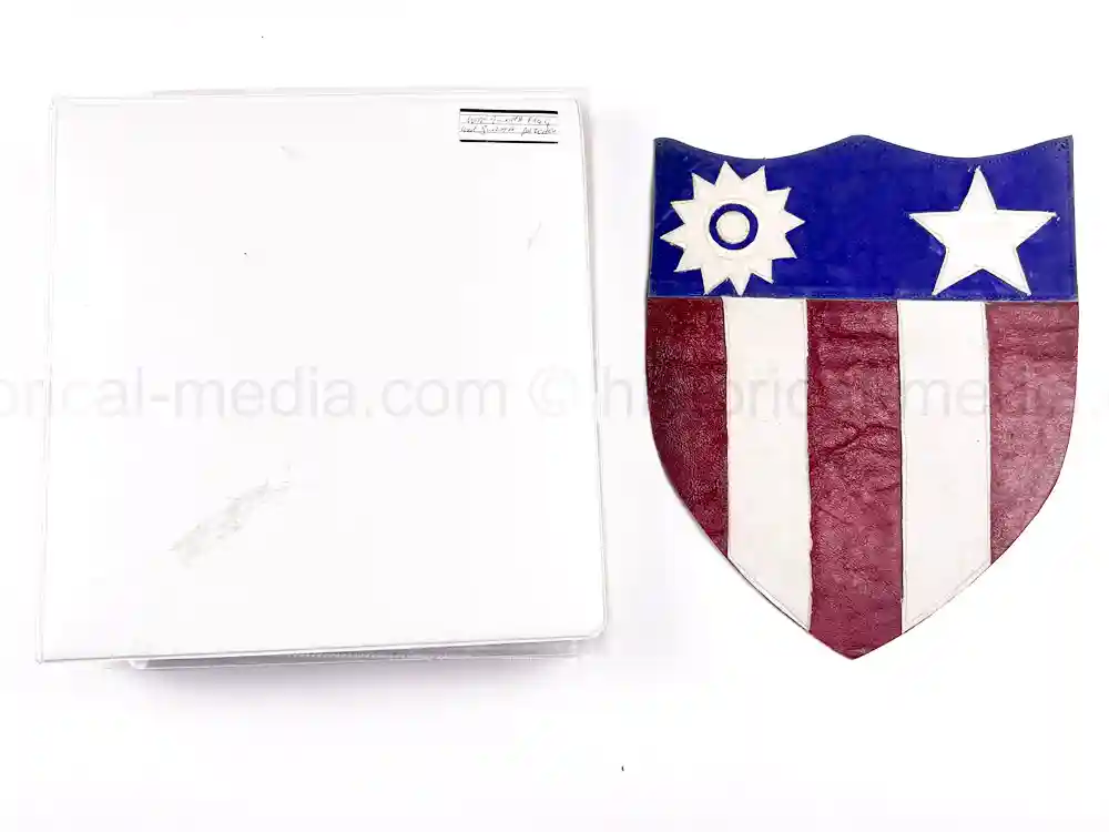 WWII US CBI OFFICER PHOTO ALBUM + LARGE LEATHER CBI JACKET PATCH - GOOD GURHA PHOTOS - BENGAL AIR DEPOT