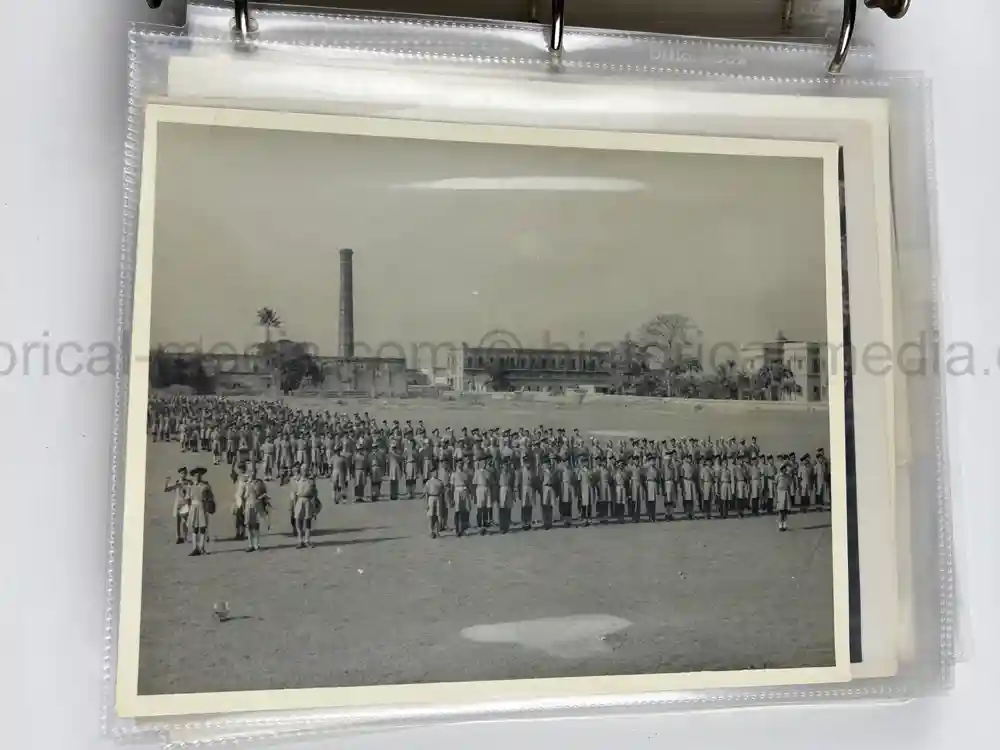 WWII US CBI OFFICER PHOTO ALBUM + LARGE LEATHER CBI JACKET PATCH - GOOD GURHA PHOTOS - BENGAL AIR DEPOT