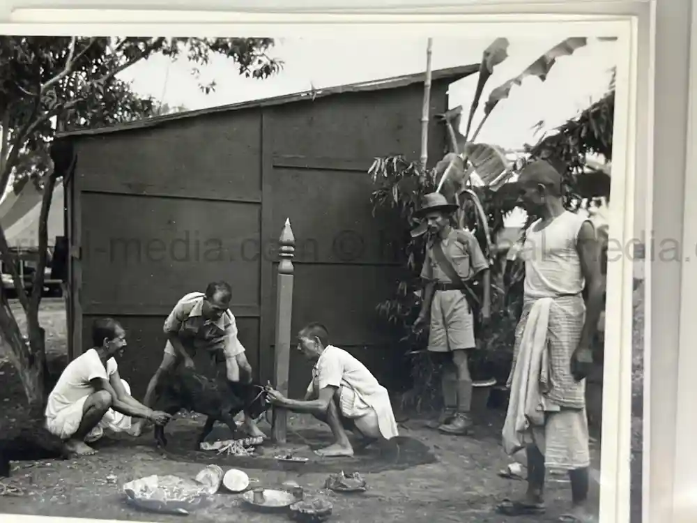 WWII US CBI OFFICER PHOTO ALBUM + LARGE LEATHER CBI JACKET PATCH - GOOD GURHA PHOTOS - BENGAL AIR DEPOT