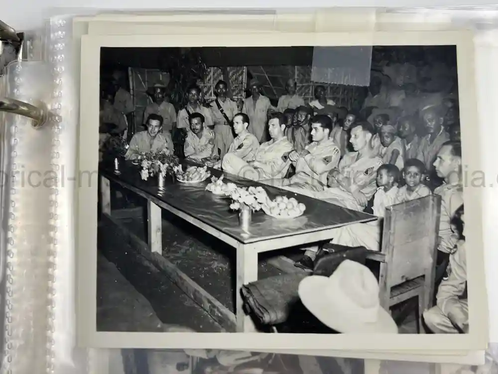 WWII US CBI OFFICER PHOTO ALBUM + LARGE LEATHER CBI JACKET PATCH - GOOD GURHA PHOTOS - BENGAL AIR DEPOT