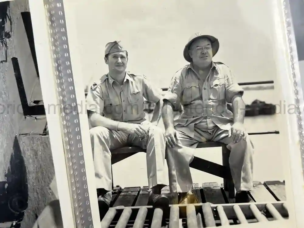 WWII US CBI OFFICER PHOTO ALBUM + LARGE LEATHER CBI JACKET PATCH - GOOD GURHA PHOTOS - BENGAL AIR DEPOT