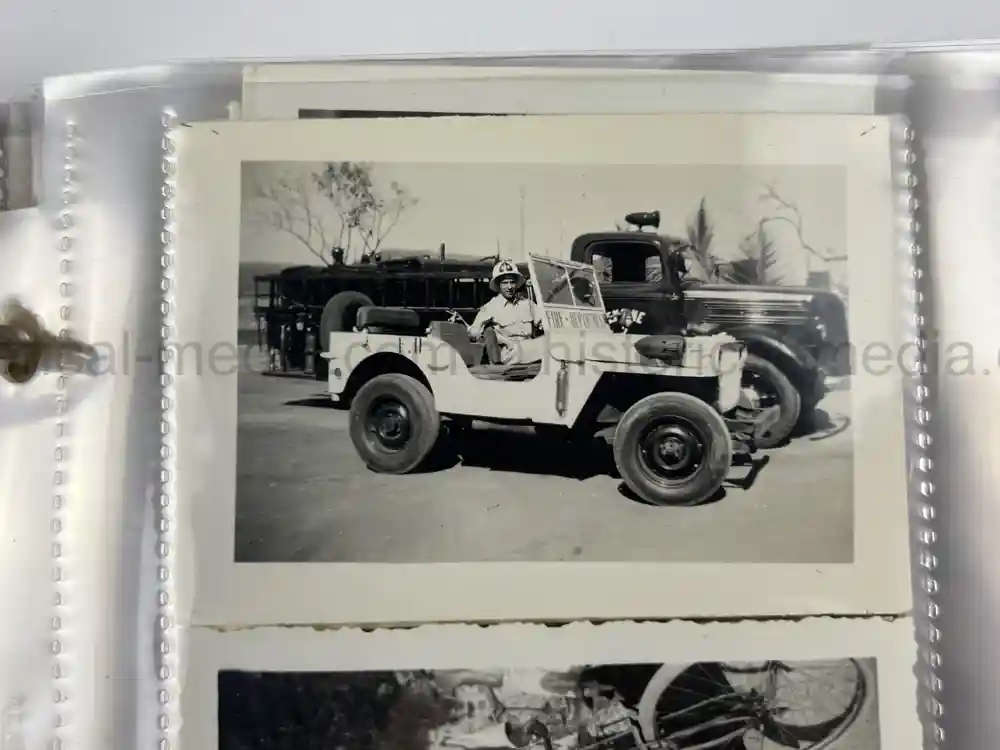WWII US CBI OFFICER PHOTO ALBUM + LARGE LEATHER CBI JACKET PATCH - GOOD GURHA PHOTOS - BENGAL AIR DEPOT