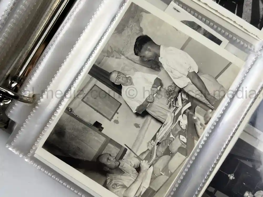 WWII US CBI OFFICER PHOTO ALBUM + LARGE LEATHER CBI JACKET PATCH - GOOD GURHA PHOTOS - BENGAL AIR DEPOT