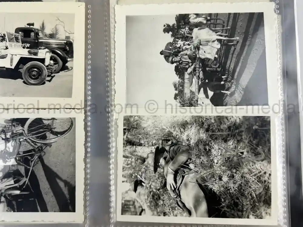 WWII US CBI OFFICER PHOTO ALBUM + LARGE LEATHER CBI JACKET PATCH - GOOD GURHA PHOTOS - BENGAL AIR DEPOT