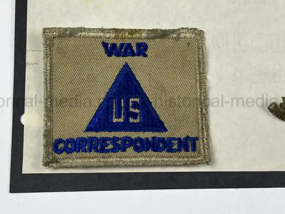 US WWII WAR CORRESPONDENT INSIGNIA GROUPING - MILES W. VAUGHN