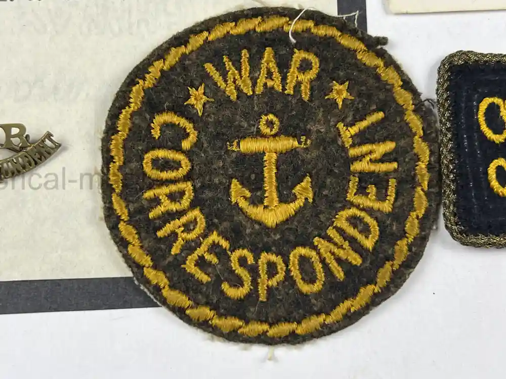 US WWII WAR CORRESPONDENT INSIGNIA GROUPING - MILES W. VAUGHN