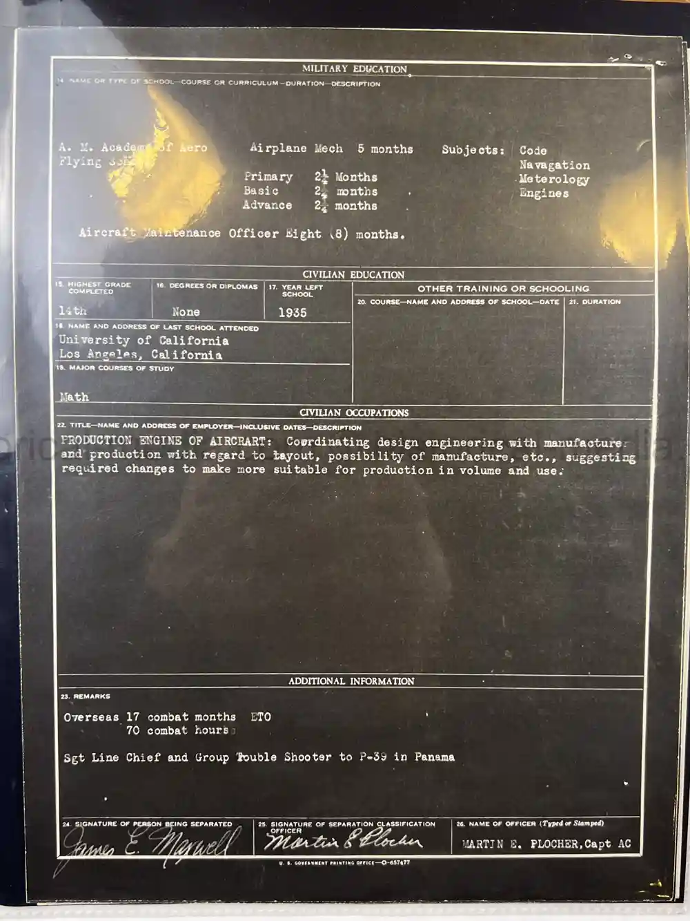 WWII USAAF B-26 PILOT MEDAL, PHOTO & DOCUMENT GROUPING - 386th BOMB GROUP - POW