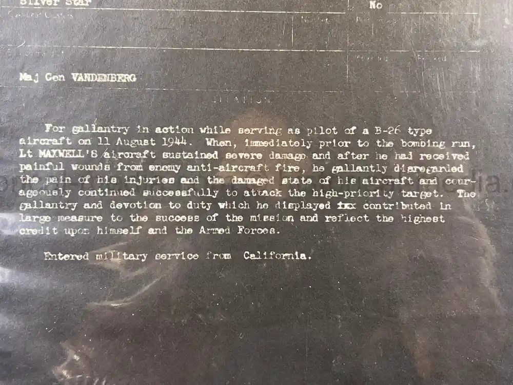 WWII USAAF B-26 PILOT MEDAL, PHOTO & DOCUMENT GROUPING - 386th BOMB GROUP - POW