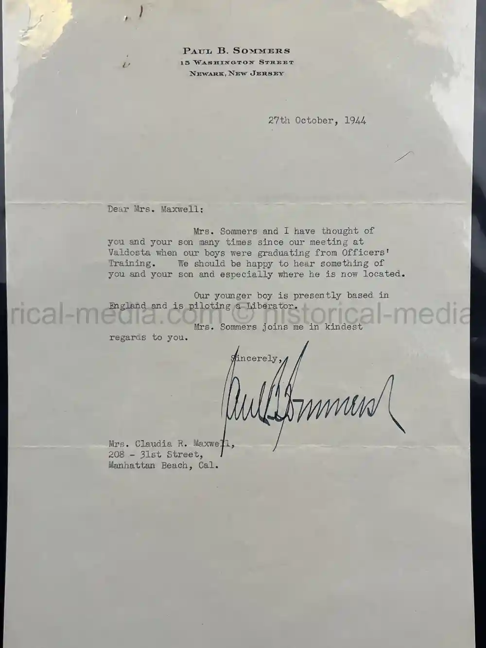 WWII USAAF B-26 PILOT MEDAL, PHOTO & DOCUMENT GROUPING - 386th BOMB GROUP - POW