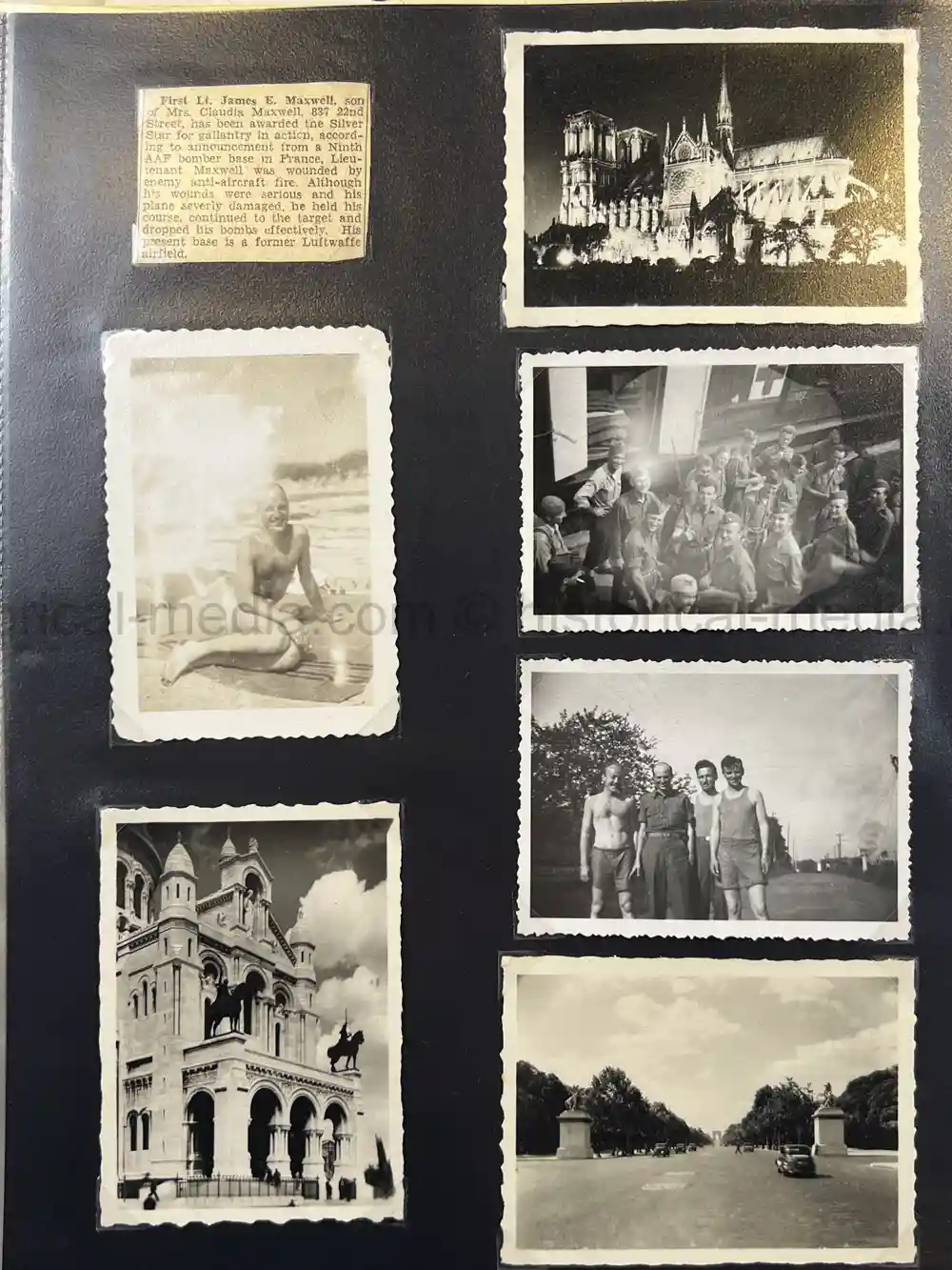 WWII USAAF B-26 PILOT MEDAL, PHOTO & DOCUMENT GROUPING - 386th BOMB GROUP - POW