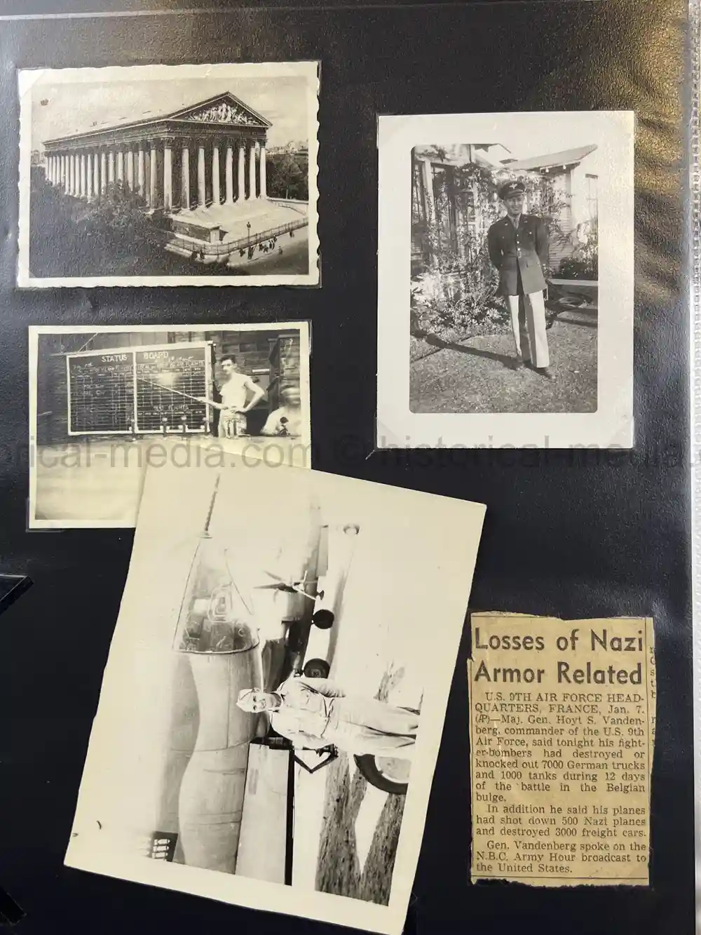 WWII USAAF B-26 PILOT MEDAL, PHOTO & DOCUMENT GROUPING - 386th BOMB GROUP - POW