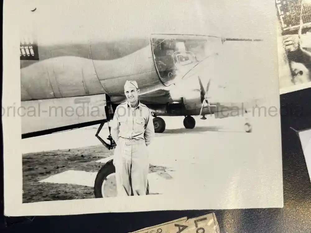 WWII USAAF B-26 PILOT MEDAL, PHOTO & DOCUMENT GROUPING - 386th BOMB GROUP - POW