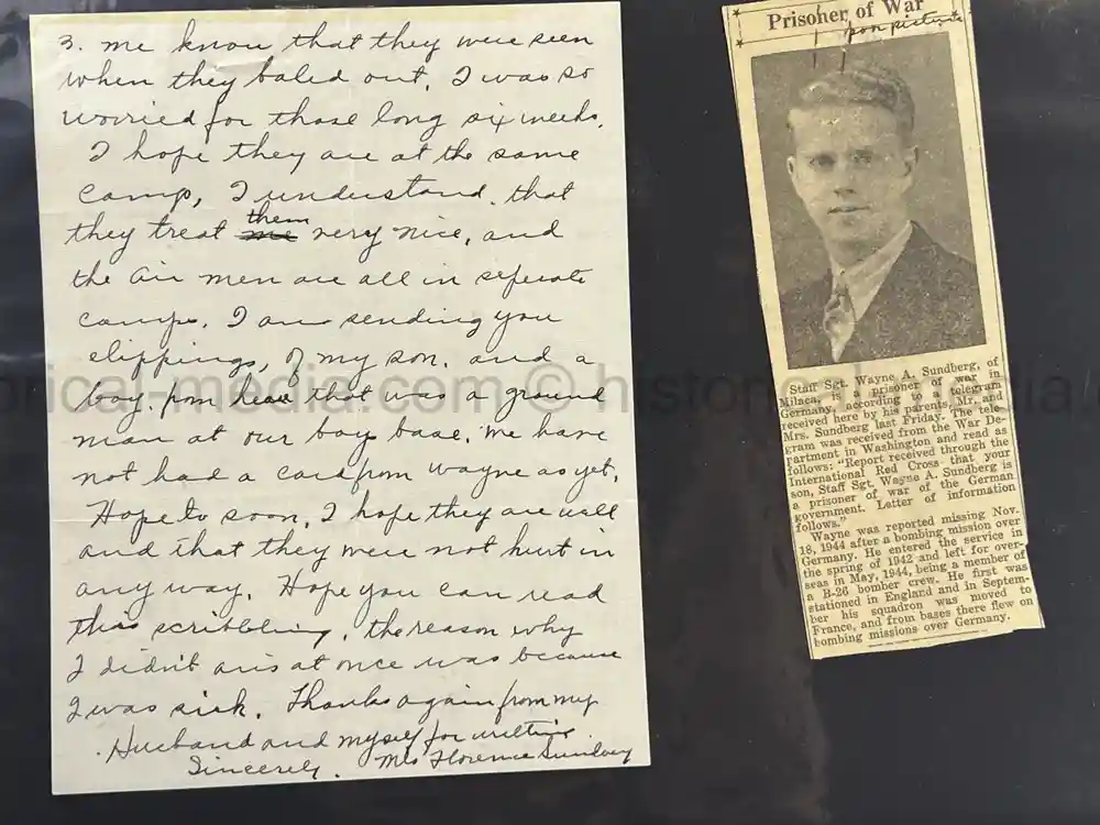 WWII USAAF B-26 PILOT MEDAL, PHOTO & DOCUMENT GROUPING - 386th BOMB GROUP - POW