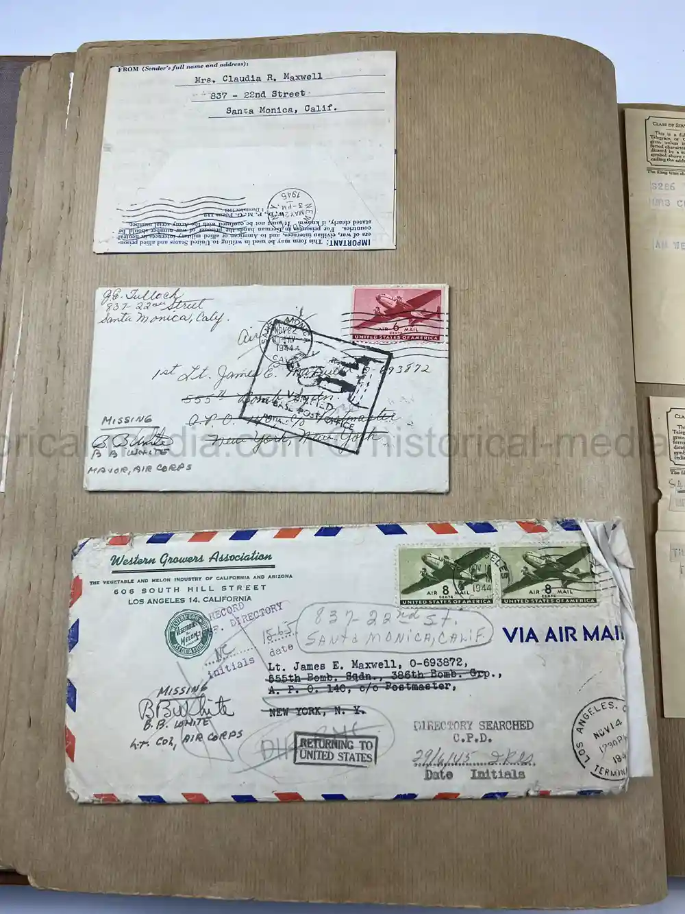 WWII USAAF B-26 PILOT MEDAL, PHOTO & DOCUMENT GROUPING - 386th BOMB GROUP - POW