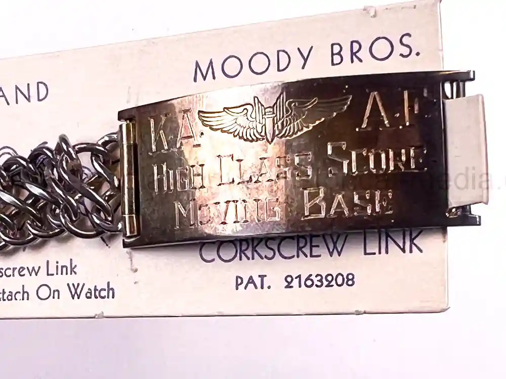 RARE WWII USAAF MOODY BROS AWARD BRACELET - KINGMAN ARMY AIR FIELD - #4