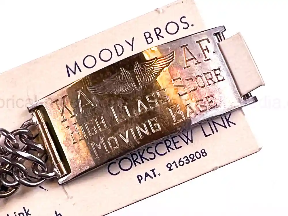 RARE WWII USAAF MOODY BROS AWARD BRACELET - KINGMAN ARMY AIR FIELD - #4