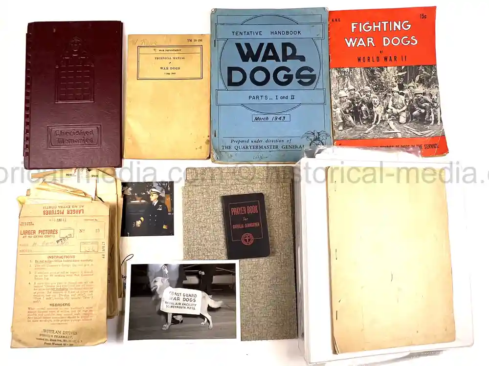 US WWII COAST GUARD WAR DOGS PHOTO, MANUAL AND DOCUMENT ARCHIVE - RARE!