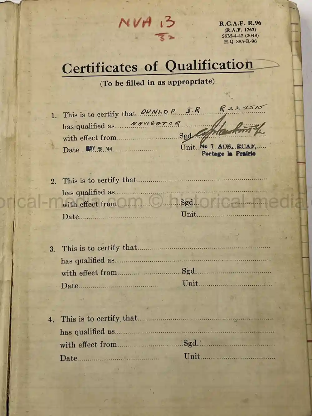 WWII RCAF LOGBOOK - NAVIGATOR