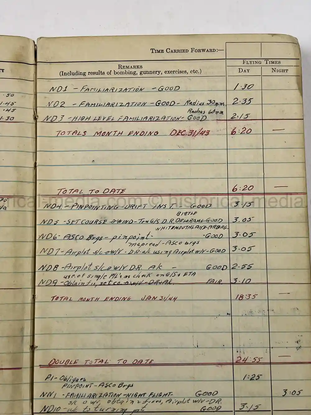 WWII RCAF LOGBOOK - NAVIGATOR