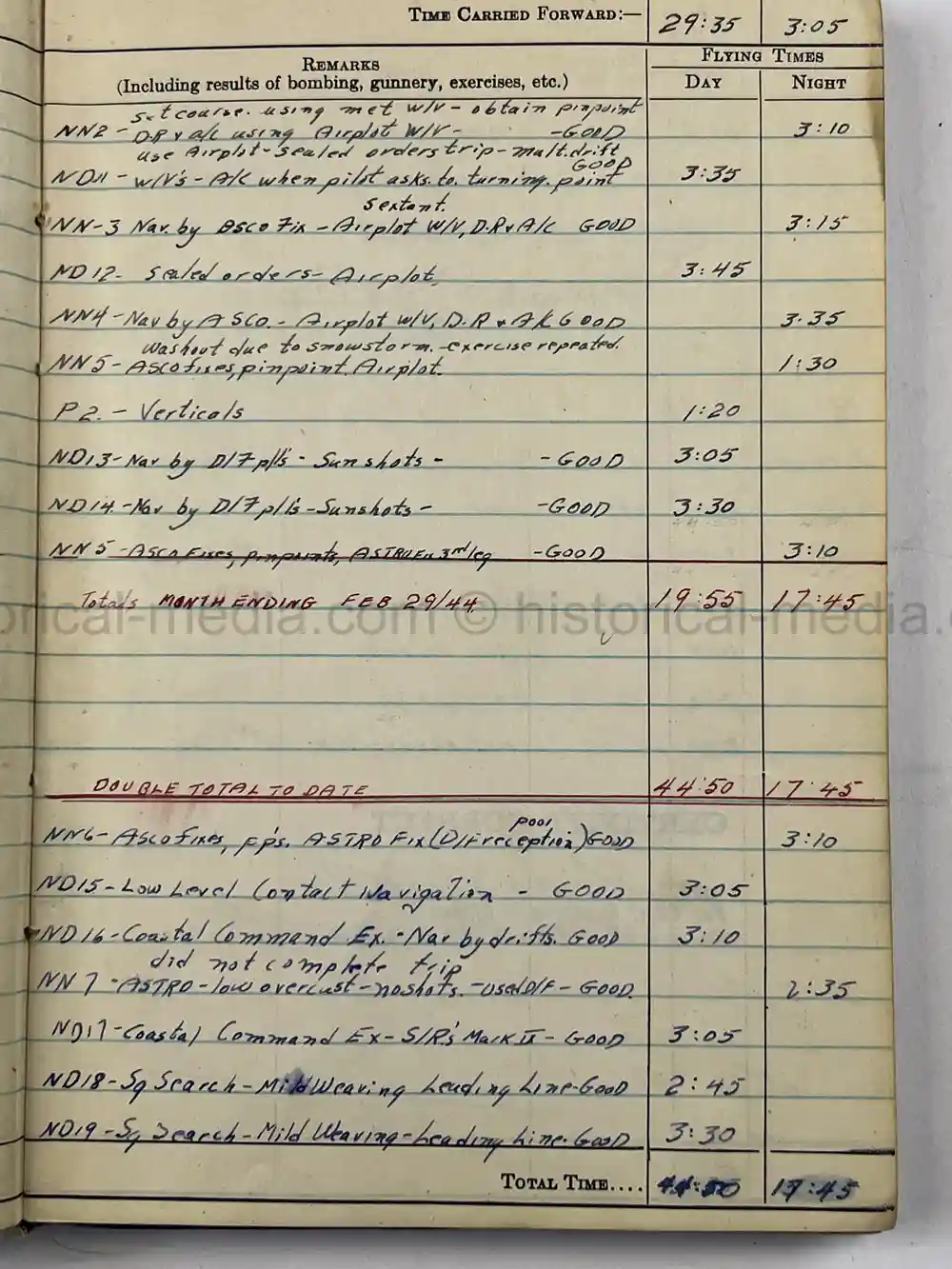 WWII RCAF LOGBOOK - NAVIGATOR
