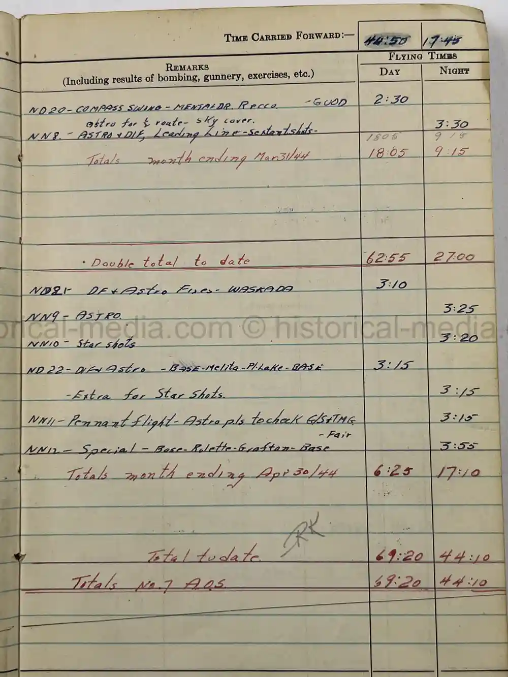 WWII RCAF LOGBOOK - NAVIGATOR