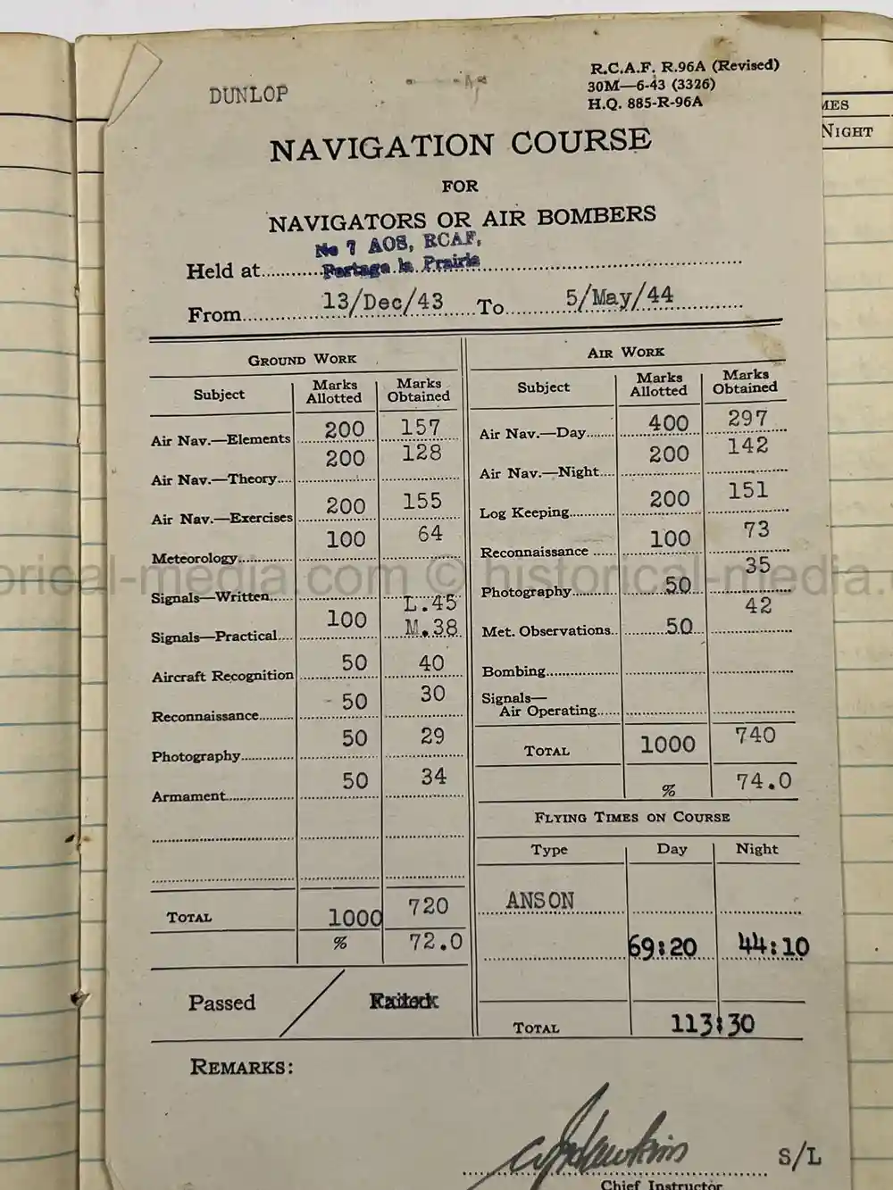 WWII RCAF LOGBOOK - NAVIGATOR
