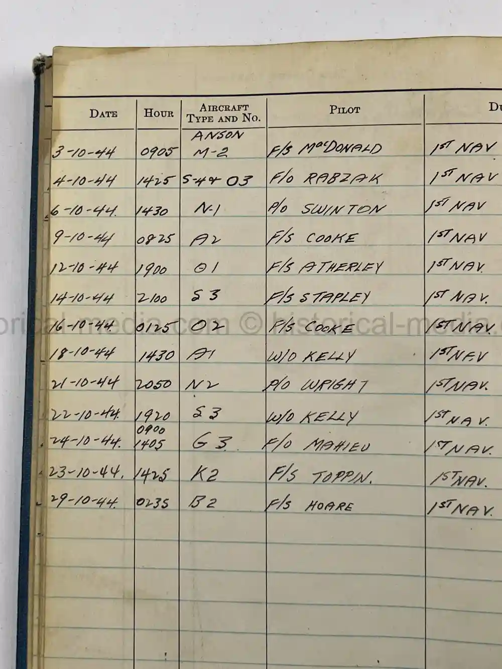 WWII RCAF LOGBOOK - NAVIGATOR