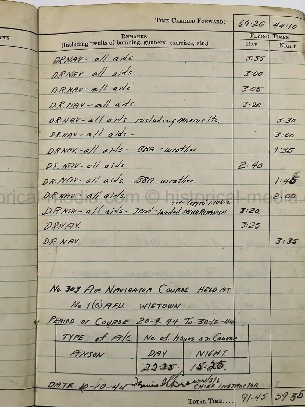 WWII RCAF LOGBOOK - NAVIGATOR