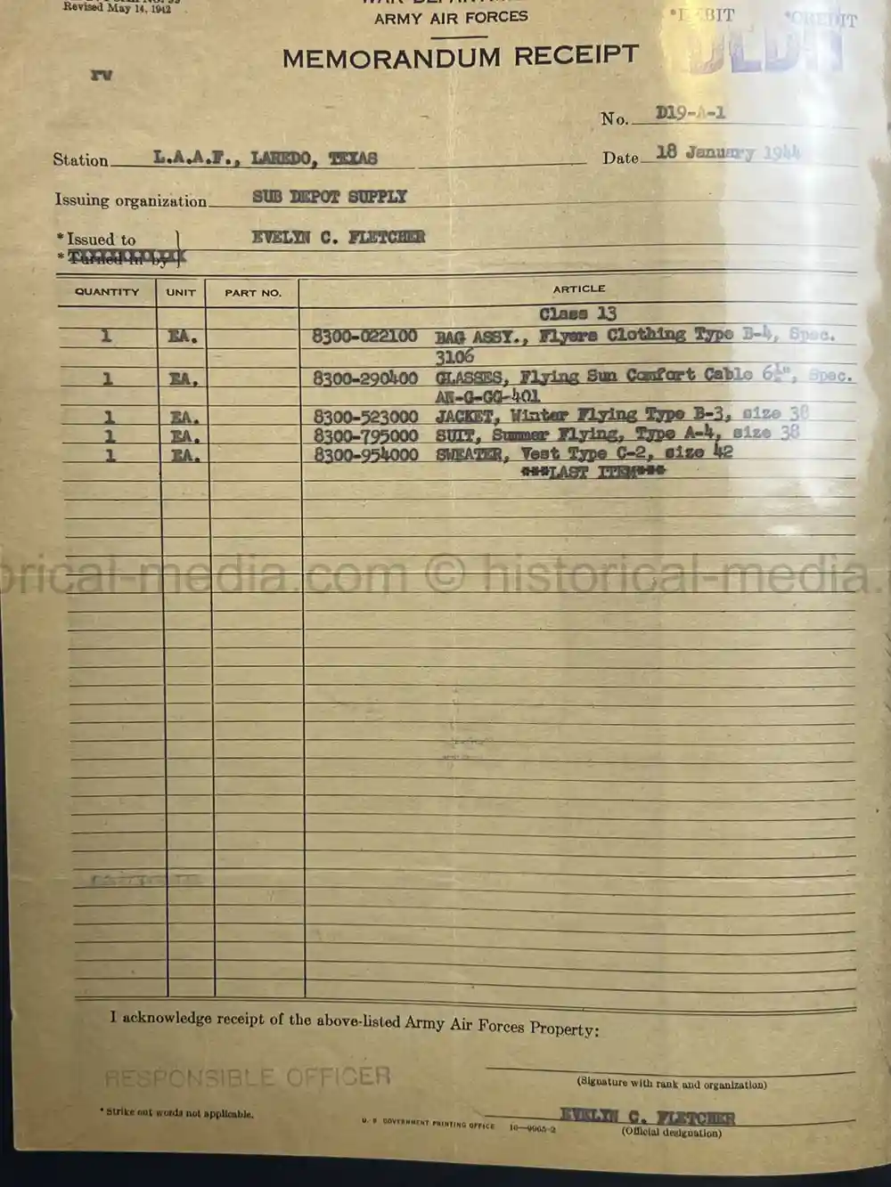 ULTRA RARE WWII WASP FEMALE PILOT DOCUMENT GROUPING - CLASS 43-W-6