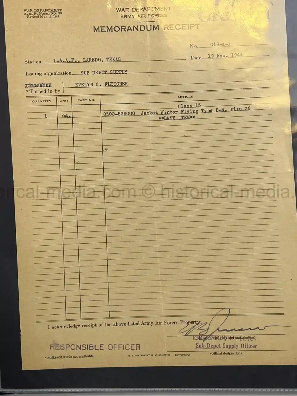 ULTRA RARE WWII WASP FEMALE PILOT DOCUMENT GROUPING - CLASS 43-W-6