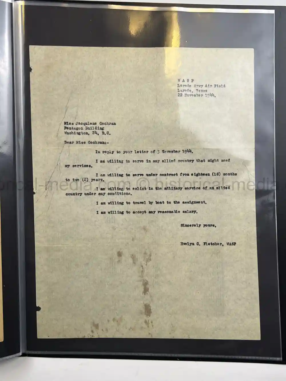 ULTRA RARE WWII WASP FEMALE PILOT DOCUMENT GROUPING - CLASS 43-W-6