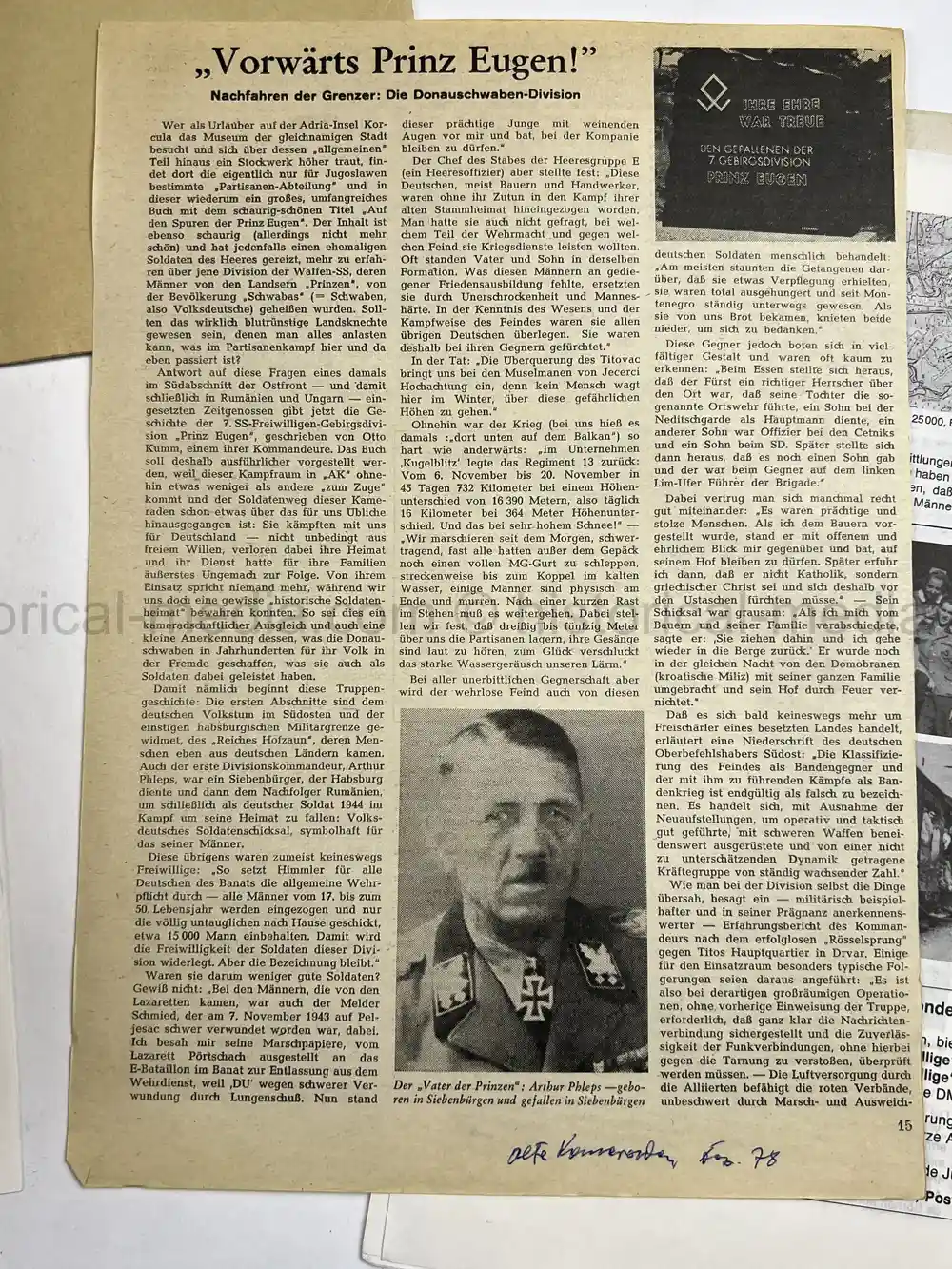 WAFFEN SS GENERAL PHOTO GROUPING - SS-OBERGRUPPENFÜHRER ARTUR PHLEPS WAFFEN SS GENERAL PHOTO GROUPING - SS-OBERGRUPPENFÜHRER ARTUR PHLEPS