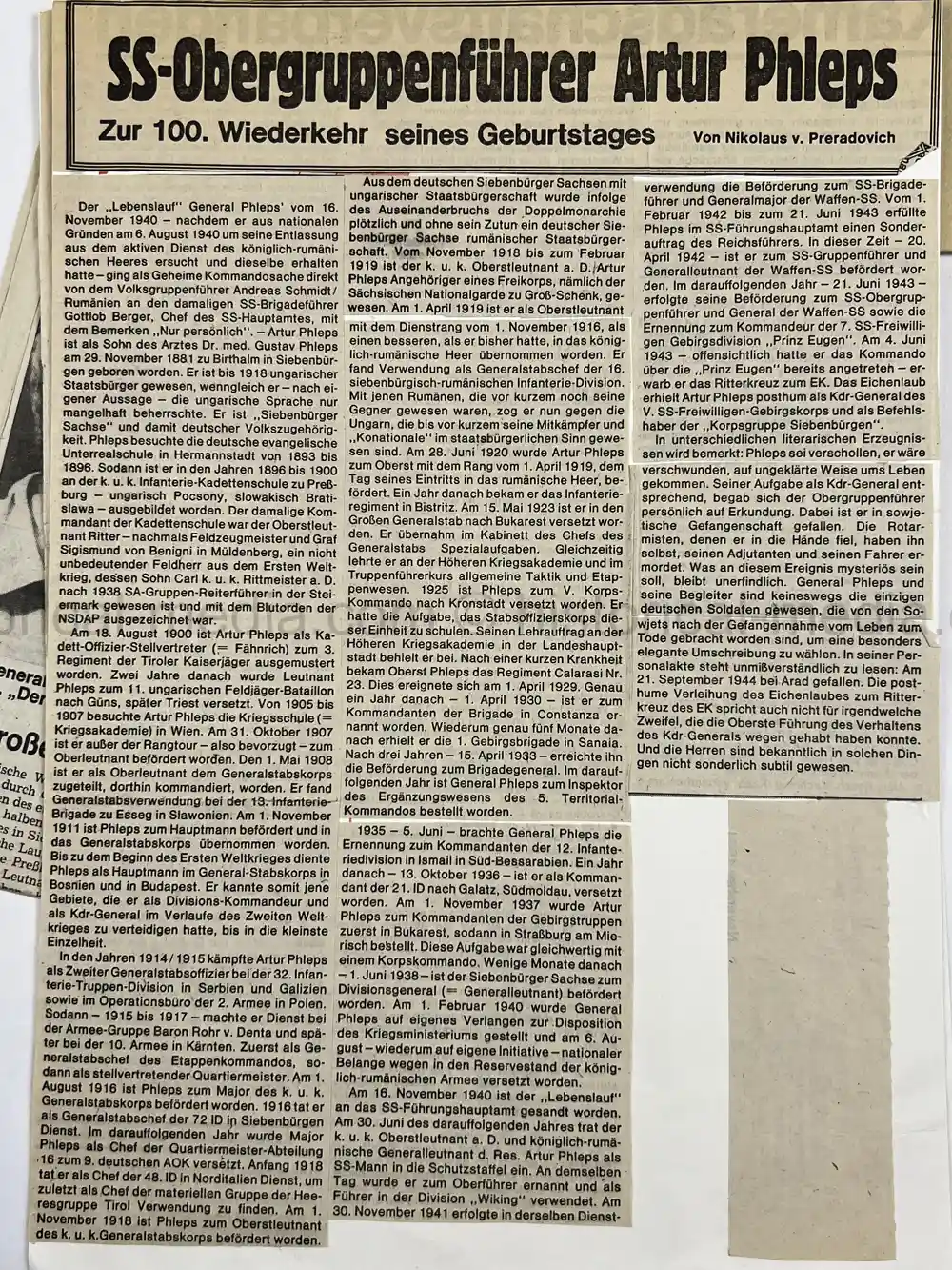 WAFFEN SS GENERAL PHOTO GROUPING - SS-OBERGRUPPENFÜHRER ARTUR PHLEPS WAFFEN SS GENERAL PHOTO GROUPING - SS-OBERGRUPPENFÜHRER ARTUR PHLEPS